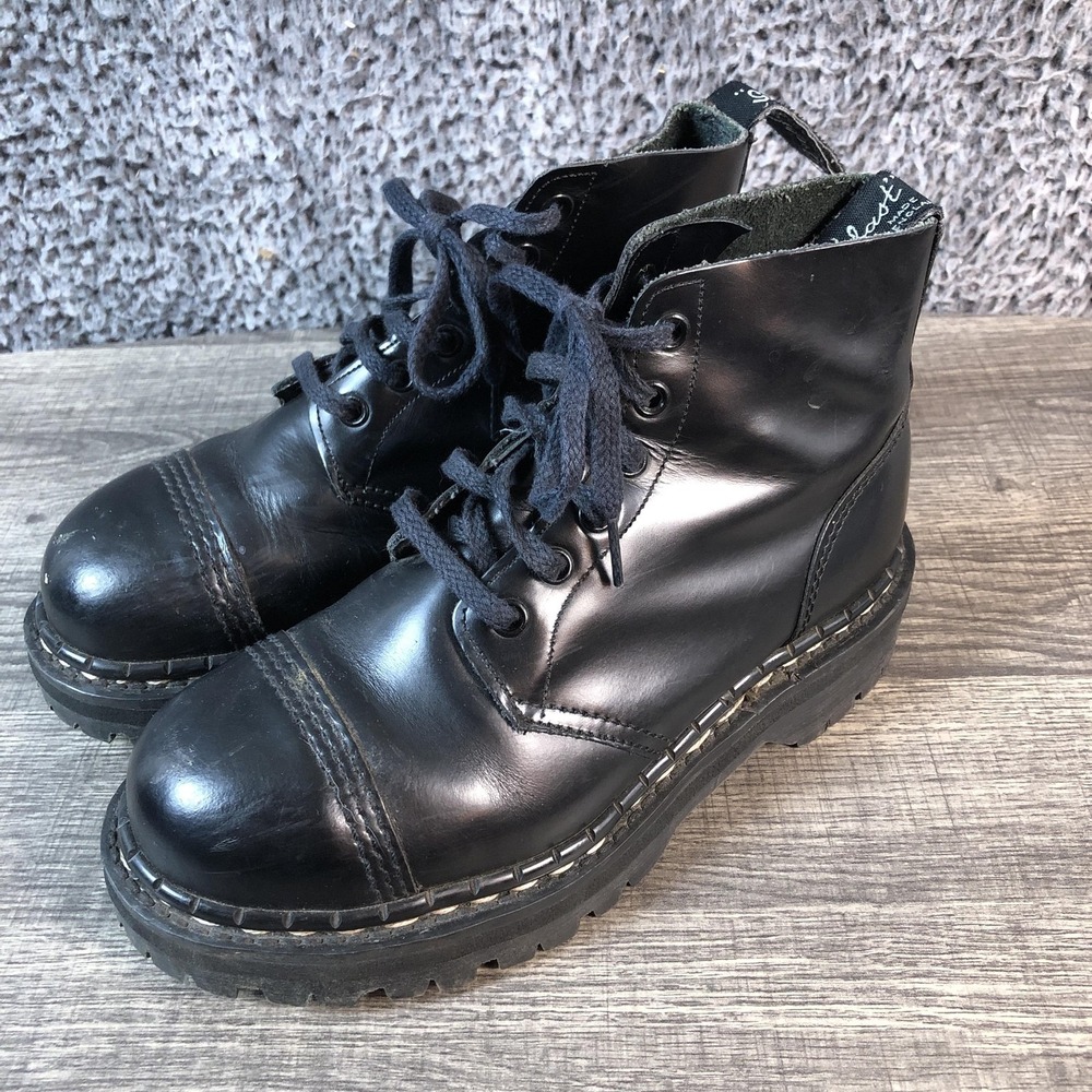 Gripfast Boots Mens Size 9 Black Leather Ankle Combat Spiked Lug Sole England